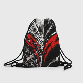 Рюкзак-мешок 3D с принтом BERSERK mask в городе Новоалтайск, 100% полиэстер | плотность ткани — 200 г/м2, размер — 35 х 45 см; лямки — толстые шнурки, застежка на шнуровке, без карманов и подкладки | Тематика изображения на принте: anime | berserk | manga | аниме | берсерк | манга | мультик | мультфильм | японская анимация.