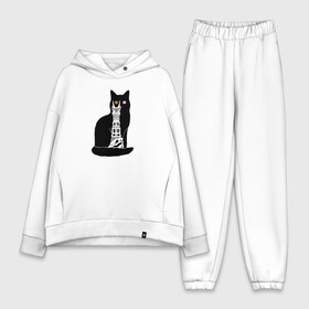 Женский костюм хлопок Oversize с принтом КотоМордор в городе Новоалтайск,  |  | cat | башня | властелин колец | киса | кот | котенок | котэ | кошка | мордор | фильм | черный