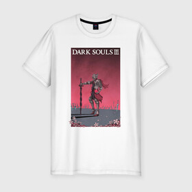 Мужская футболка хлопок Slim с принтом Dark souls 3 в городе Новоалтайск, 92% хлопок, 8% лайкра | приталенный силуэт, круглый вырез ворота, длина до линии бедра, короткий рукав | dark souls | lfhr cjekc | вфкл ыщгды | дарк соулс | темная душа | черная душа