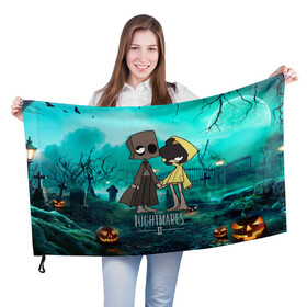 Флаг 3D с принтом Little Nightmares 2 в городе Новоалтайск, 100% полиэстер | плотность ткани — 95 г/м2, размер — 67 х 109 см. Принт наносится с одной стороны | little nightmares | страшилка | страшная игра | ужас | хоррор