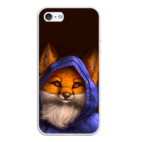 Чехол для iPhone 5/5S матовый с принтом Лисенок в капюшоне в городе Новоалтайск, Силикон | Область печати: задняя сторона чехла, без боковых панелей | Тематика изображения на принте: fox | foxy | животное | звери | лиса | лисенок | лисичка | милая | рыжая | фокс