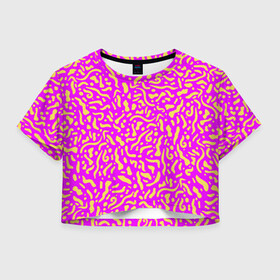 Женская футболка Crop-top 3D с принтом Абстрактные узоры в городе Новоалтайск, 100% полиэстер | круглая горловина, длина футболки до линии талии, рукава с отворотами | abstract | military | neon | pattern | pink | purple | texture | абстракция | бактерии | волны | восточные | гламур | желтые узоры | камуфляж | кудрявые | милитари | нежные | неоновые | орнамент | паттерн | пятна | резьба