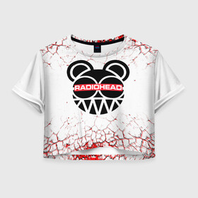 Женская футболка Crop-top 3D с принтом radiohead в городе Новоалтайск, 100% полиэстер | круглая горловина, длина футболки до линии талии, рукава с отворотами | alternative | colin greenwood | dead air space | eob | greenwood | greenwood brothers | jnny | jonny and thom | jonny greenwood | nigel godrich | phil selway | radiohead | selway | thm yrk | tohm york | tom yorke | xl | xl recordings
