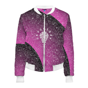 Женский бомбер 3D с принтом Лампочка АПВ 150ПЧ в городе Новоалтайск, 100% полиэстер | застегивается на молнию, по бокам два кармана без застежек, мягкие манжеты, по низу бомбера и на воротнике — эластичная резинка | Тематика изображения на принте: qr код | амулет | антивирус | антидепрессант | антистресс | градиент | иммуномодулятор | коллаж | лампочка | оберег | пурпурный | талисман | черный