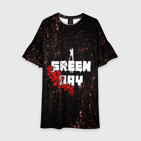 Детское платье 3D с принтом green day в городе Новоалтайск, 100% полиэстер | прямой силуэт, чуть расширенный к низу. Круглая горловина, на рукавах — воланы | american idiot | boulevard of broke | day | green | green day | green day hits | green day lyrics | green day mix | green day music video | green day official | green day songs | green day videos | greenday | music | music video | official | warner record