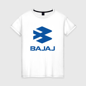 Женская футболка хлопок с принтом Bajaj Мото Лого (Z) в городе Новоалтайск, 100% хлопок | прямой крой, круглый вырез горловины, длина до линии бедер, слегка спущенное плечо | bajaj | bajaj auto | bike | bikers | moto | motorcycle | sport | байк | байкер | мото | мотоциклы | спорт