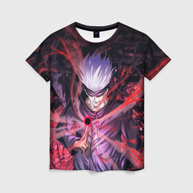 Женская футболка 3D с принтом Satoru Gojo Jujutsu Kaisen в городе Новоалтайск, 100% полиэфир ( синтетическое хлопкоподобное полотно) | прямой крой, круглый вырез горловины, длина до линии бедер | gojo satoru | itadori yuji | sukuna | аниме | годжо | годжо сатору | итадори юдзи | магическая битва | сатору | сёнен | сенэн | сукуна