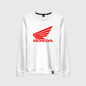 Женский свитшот хлопок с принтом Honda | Мото Лого (Z) в городе Новоалтайск, 100% хлопок | прямой крой, круглый вырез, на манжетах и по низу широкая трикотажная резинка  | bike | bikers | honda | honda logo | honda moto | moto | motorcycle | sport | байк | байкер | мото | мотоциклы | спорт | хонда лого | хонда мото