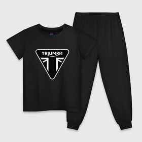Детская пижама хлопок с принтом Triumph | Мото Лого (Z) в городе Новоалтайск, 100% хлопок |  брюки и футболка прямого кроя, без карманов, на брюках мягкая резинка на поясе и по низу штанин
 | bike | bikers | moto | motorcycle | sport | triumph | байк | байкер | дигби джонс | мото | мотобренд | мотоциклы | спорт | триумф