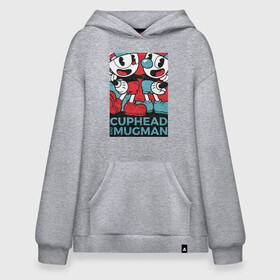 Худи SuperOversize хлопок с принтом Cuphead and Mugman в городе Новоалтайск, 70% хлопок, 30% полиэстер, мягкий начес внутри | карман-кенгуру, эластичная резинка на манжетах и по нижней кромке, двухслойный капюшон
 | cuphead | game | mugman | арт | голова | игра | капхед | постер | чашка