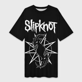 Платье-футболка 3D с принтом Skipknot (Козел) в городе Новоалтайск,  |  | metal | music | rock | slipknot | козел | логотип | металл | музыка | надпись | пентаграмма | рок | слипкнот | узор | цифры | чб | череп
