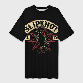 Платье-футболка 3D с принтом Slipknot (1995) в городе Новоалтайск,  |  | metal | music | rock | slipknot | козел | логотип | металл | музыка | надпись | пентаграмма | рок | слипкнот | узор | цифры | чб | череп