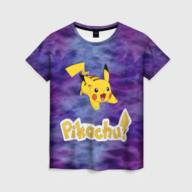 Женская футболка 3D с принтом Pikachu Blue&Rose K&C в городе Новоалтайск, 100% полиэфир ( синтетическое хлопкоподобное полотно) | прямой крой, круглый вырез горловины, длина до линии бедер | go | pikachu | pocemon | абстракция | пикачу | покемон