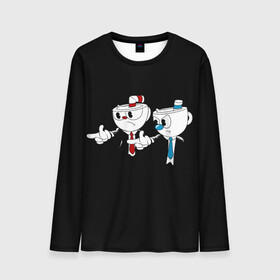 Мужской лонгслив 3D с принтом CUPHEAD PULP FICTION в городе Новоалтайск, 100% полиэстер | длинные рукава, круглый вырез горловины, полуприлегающий силуэт | art | cartoon | cup | cuphead | devil | dice | fiction | game | king | mugman | pulp | the | арт | бос | босс | голова | демон | дьявол | игра | капхед | криминальное | магмен | мультик | мультфильм | платформер | чаша | чашка | человек | черт 