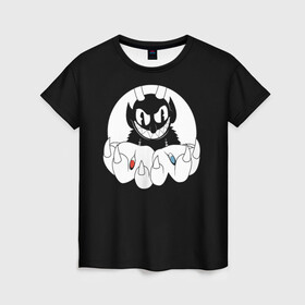 Женская футболка 3D с принтом CUPHEAD THE MATRIX в городе Новоалтайск, 100% полиэфир ( синтетическое хлопкоподобное полотно) | прямой крой, круглый вырез горловины, длина до линии бедер | art | blue | cartoon | cup | cuphead | devil | dice | game | king | matrix | mugman | red | the | арт | бос | босс | голова | демон | дьявол | игра | капхед | красный | магмен | матрица | мультик | мультфильм | платформер | синий | чаша | чашка