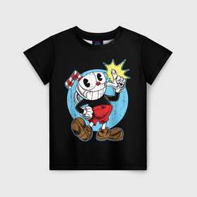 Детская футболка 3D с принтом CUPHEAD КАПХЕД в городе Новоалтайск, 100% гипоаллергенный полиэфир | прямой крой, круглый вырез горловины, длина до линии бедер, чуть спущенное плечо, ткань немного тянется | art | cartoon | cup | cuphead | devil | dice | game | king | mugman | the | арт | бос | босс | голова | демон | дьявол | игра | капхед | магмен | мультик | мультфильм | платформер | чаша | чашка | человек | черт