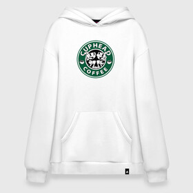 Худи SuperOversize хлопок с принтом CUPHEAD COFFEE в городе Новоалтайск, 70% хлопок, 30% полиэстер, мягкий начес внутри | карман-кенгуру, эластичная резинка на манжетах и по нижней кромке, двухслойный капюшон
 | art | cartoon | coffee | cup | cuphead | devil | dice | game | king | mugman | starbucks | the | арт | бос | босс | голова | демон | дьявол | игра | капхед | кофе | магмен | мультик | мультфильм | платформер | старбакс | чаша | чашка | человек 