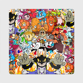 Магнит виниловый Квадрат с принтом CUPHEAD в городе Новоалтайск, полимерный материал с магнитным слоем | размер 9*9 см, закругленные углы | cuphead | cuphead  mugman | dont deal with the devil | mugman | все персонажи | игры | капхед | магмен | чашеголовый