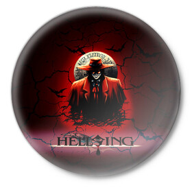 Значок с принтом HELLSING SSS в городе Новоалтайск,  металл | круглая форма, металлическая застежка в виде булавки | bats | cracked | hellsing film | hellsing lettering | hellsing print | helsing | red | van hellsing | ван хельсинг | красный | летучие мыши | надпись хельсинг | принт хельсинг | трещены | фильм хельсинг | хельсинг
