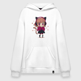 Худи SuperOversize хлопок с принтом Little kawaii anime girl в городе Новоалтайск, 70% хлопок, 30% полиэстер, мягкий начес внутри | карман-кенгуру, эластичная резинка на манжетах и по нижней кромке, двухслойный капюшон
 | anime | cute | girl | аниме | арт | девочка | девушка | манга | рисунок | уши