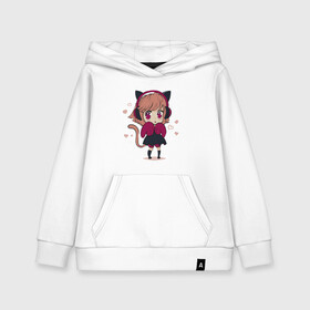 Детская толстовка хлопок с принтом Little kawaii anime girl в городе Новоалтайск, 100% хлопок | Круглый горловой вырез, эластичные манжеты, пояс, капюшен | anime | cute | girl | аниме | арт | девочка | девушка | манга | рисунок | уши