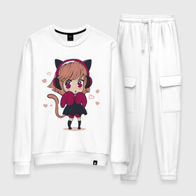 Женский костюм хлопок с принтом Little kawaii anime girl в городе Новоалтайск, 100% хлопок | на свитшоте круглая горловина, мягкая резинка по низу. Брюки заужены к низу, на них два вида карманов: два 
