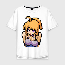 Мужская футболка хлопок Oversize с принтом Pixel art anime в городе Новоалтайск, 100% хлопок | свободный крой, круглый ворот, “спинка” длиннее передней части | anime | art | girl | manga | pixel | аниме | арт | девушка | манга | пиксель
