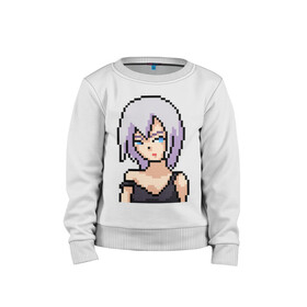 Детский свитшот хлопок с принтом Pixel art anime в городе Новоалтайск, 100% хлопок | круглый вырез горловины, эластичные манжеты, пояс и воротник | Тематика изображения на принте: anime | art | girl | manga | pixel | аниме | арт | девушка | манга | пиксель