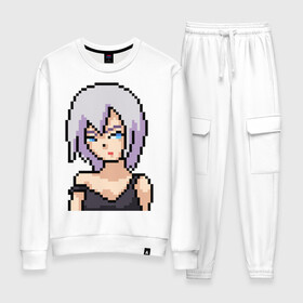 Женский костюм хлопок с принтом Pixel art anime в городе Новоалтайск, 100% хлопок | на свитшоте круглая горловина, мягкая резинка по низу. Брюки заужены к низу, на них два вида карманов: два 