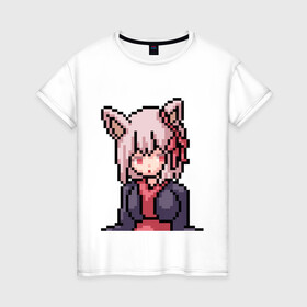 Женская футболка хлопок с принтом Pixel art anime в городе Новоалтайск, 100% хлопок | прямой крой, круглый вырез горловины, длина до линии бедер, слегка спущенное плечо | anime | art | girl | manga | pixel | аниме | арт | девушка | манга | пиксель