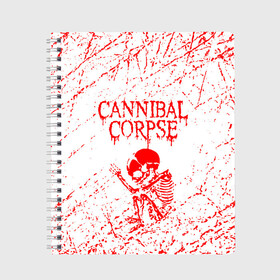 Тетрадь с принтом cannibal corpse в городе Новоалтайск, 100% бумага | 48 листов, плотность листов — 60 г/м2, плотность картонной обложки — 250 г/м2. Листы скреплены сбоку удобной пружинной спиралью. Уголки страниц и обложки скругленные. Цвет линий — светло-серый
 | Тематика изображения на принте: cannibal | cannibal corpse | cannibal corpse butchered at birth | cannibal corpse eaten back to life | cannibal corpse hammer smashed face | corpse | death metal | металл | пластинки с металлическим лезвием | рок | труп каннибала