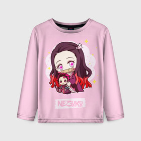 Детский лонгслив 3D с принтом Nezuko Kamado Kimetsu no Yaiba в городе Новоалтайск, 100% полиэстер | длинные рукава, круглый вырез горловины, полуприлегающий силуэт
 | demon slayer | kamado | kimetsu no yaiba | nezuko | tanjiro | аниме | гию томиока | зеницу агацума | иноске хашибира | камадо | клинок | корзинная девочка | манга | музан кибуцуджи | незуко | рассекающий демонов | танджиро