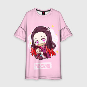 Детское платье 3D с принтом Nezuko Kamado Kimetsu no Yaiba в городе Новоалтайск, 100% полиэстер | прямой силуэт, чуть расширенный к низу. Круглая горловина, на рукавах — воланы | demon slayer | kamado | kimetsu no yaiba | nezuko | tanjiro | аниме | гию томиока | зеницу агацума | иноске хашибира | камадо | клинок | корзинная девочка | манга | музан кибуцуджи | незуко | рассекающий демонов | танджиро