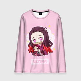 Мужской лонгслив 3D с принтом Nezuko Kamado Kimetsu no Yaiba в городе Новоалтайск, 100% полиэстер | длинные рукава, круглый вырез горловины, полуприлегающий силуэт | demon slayer | kamado | kimetsu no yaiba | nezuko | tanjiro | аниме | гию томиока | зеницу агацума | иноске хашибира | камадо | клинок | корзинная девочка | манга | музан кибуцуджи | незуко | рассекающий демонов | танджиро