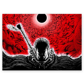 Поздравительная открытка с принтом BERSERK | БЕРСЕРК в городе Новоалтайск, 100% бумага | плотность бумаги 280 г/м2, матовая, на обратной стороне линовка и место для марки
 | Тематика изображения на принте: anime | anime berserk | berserk | knight | manga | аниме | аниме берсерк | берсерк | клеймо | манга | рыцарь | япония