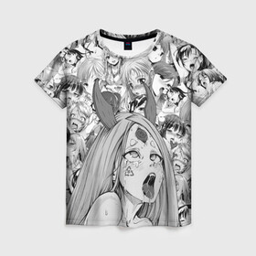 Женская футболка 3D с принтом KAGUYA AHEGAO чернобелое в городе Новоалтайск, 100% полиэфир ( синтетическое хлопкоподобное полотно) | прямой крой, круглый вырез горловины, длина до линии бедер | ahegao | japanese anime | kaguya | kawai | kowai | oppai | otaku | senpai | sugoi | waifu | yandere | ахегао | кагуя | ковай | отаку | семпай | сенпай | сэмпай | яндере | японская анимация