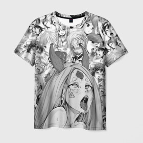 Мужская футболка 3D с принтом KAGUYA AHEGAO чернобелое в городе Новоалтайск, 100% полиэфир | прямой крой, круглый вырез горловины, длина до линии бедер | ahegao | japanese anime | kaguya | kawai | kowai | oppai | otaku | senpai | sugoi | waifu | yandere | ахегао | кагуя | ковай | отаку | семпай | сенпай | сэмпай | яндере | японская анимация