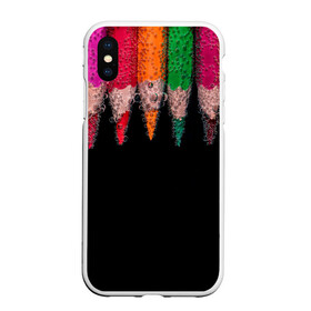 Чехол для iPhone XS Max матовый с принтом карандаши на черном фоне в городе Новоалтайск, Силикон | Область печати: задняя сторона чехла, без боковых панелей | Тематика изображения на принте: 3d | вода | карандаши | черный