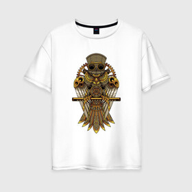Женская футболка хлопок Oversize с принтом OWL STEAMPUNK в городе Новоалтайск, 100% хлопок | свободный крой, круглый ворот, спущенный рукав, длина до линии бедер
 | cosplay | design | diy | do it yourself | handmade | how to | steampunk | дизельпанк | киберпанк | лучший стимпанк | своими руками | сова | стимпанк | стимпанк стиль | стимпанк фильмы | фантастика | филин