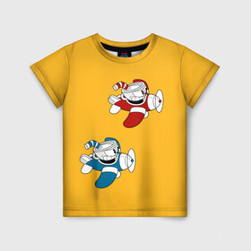 Детская футболка 3D с принтом CUPHEAD в городе Новоалтайск, 100% гипоаллергенный полиэфир | прямой крой, круглый вырез горловины, длина до линии бедер, чуть спущенное плечо, ткань немного тянется | art | cartoon | cup | cuphead | devil | dice | game | king | mugman | the | арт | бос | босс | голова | демон | дьявол | игра | капхед | магмен | мультик | мультфильм | платформер | чаша | чашка | человек | черт