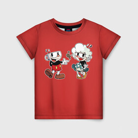 Детская футболка 3D с принтом CUPHEAD в городе Новоалтайск, 100% гипоаллергенный полиэфир | прямой крой, круглый вырез горловины, длина до линии бедер, чуть спущенное плечо, ткань немного тянется | art | cartoon | cup | cuphead | devil | dice | game | king | love | lovers | mugman | the | арт | бос | босс | голова | демон | дьявол | игра | капхед | любовь | магмен | мультик | мультфильм | платформер | чаша | чашка | человек | черт
