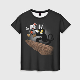 Женская футболка 3D с принтом CUPHEAD в городе Новоалтайск, 100% полиэфир ( синтетическое хлопкоподобное полотно) | прямой крой, круглый вырез горловины, длина до линии бедер | art | cartoon | cup | cuphead | devil | dice | game | king | lion | mugman | simba | the | арт | бос | босс | голова | демон | дьявол | игра | капхед | король | лев | магмен | мультик | мультфильм | платформер | симба | чаша | чашка | человек |