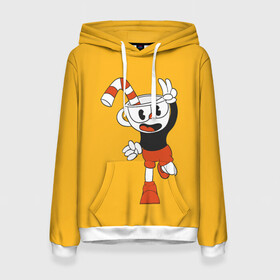 Женская толстовка 3D с принтом CUPHEAD в городе Новоалтайск, 100% полиэстер  | двухслойный капюшон со шнурком для регулировки, мягкие манжеты на рукавах и по низу толстовки, спереди карман-кенгуру с мягким внутренним слоем. | art | cartoon | cup | cuphead | devil | dice | game | king | mugman | the | арт | бос | босс | голова | демон | дьявол | игра | капхед | магмен | мультик | мультфильм | платформер | чаша | чашка | человек | черт