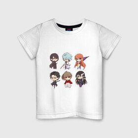 Детская футболка хлопок с принтом Gintama Characters в городе Новоалтайск, 100% хлопок | круглый вырез горловины, полуприлегающий силуэт, длина до линии бедер | anime | ginatama | manga | аниме | гинтама | друзья | манга