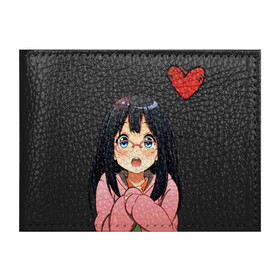 Обложка для студенческого билета с принтом Anime love в городе Новоалтайск, натуральная кожа | Размер: 11*8 см; Печать на всей внешней стороне | anime | аниме | девушка | очки | сердце | смущение | тян