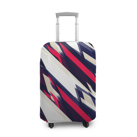 Чехол для чемодана 3D с принтом Абстракция ,,Пламя в городе Новоалтайск, 86% полиэфир, 14% спандекс | двустороннее нанесение принта, прорези для ручек и колес | абстракция | баскетбол | волейбол | дизайн | киберспорт | линии | парню | спорт | тренды. | футбол