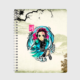 Тетрадь с принтом Kamado Tanjirou Kimetsu no Yaiba в городе Новоалтайск, 100% бумага | 48 листов, плотность листов — 60 г/м2, плотность картонной обложки — 250 г/м2. Листы скреплены сбоку удобной пружинной спиралью. Уголки страниц и обложки скругленные. Цвет линий — светло-серый
 | demon slayer | kamado | kimetsu no yaiba | nezuko | tanjiro | аниме | гию томиока | зеницу агацума | иноске хашибира | камадо | клинок | корзинная девочка | манга | музан кибуцуджи | незуко | рассекающий демонов | танджиро