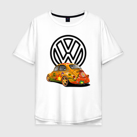 Мужская футболка хлопок Oversize с принтом Volkswagen  в городе Новоалтайск, 100% хлопок | свободный крой, круглый ворот, “спинка” длиннее передней части | car | volkswagen | жук | классика | машина | скорость