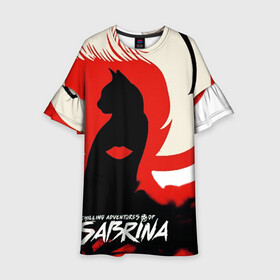 Детское платье 3D с принтом Sabrina Spellman в городе Новоалтайск, 100% полиэстер | прямой силуэт, чуть расширенный к низу. Круглая горловина, на рукавах — воланы | Тематика изображения на принте: sabrina | sabrina spellman | красный | леденящие душу приключения сабрины