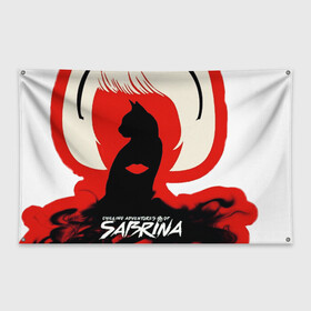 Флаг-баннер с принтом Sabrina Spellman в городе Новоалтайск, 100% полиэстер | размер 67 х 109 см, плотность ткани — 95 г/м2; по краям флага есть четыре люверса для крепления | sabrina | sabrina spellman | красный | леденящие душу приключения сабрины